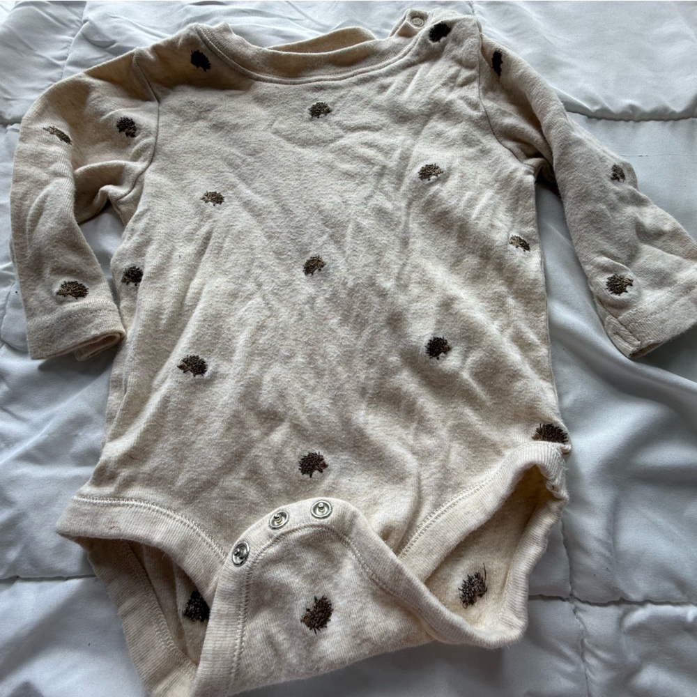 Gymboree Baby Boy Hedgehog Beige/Tan Cotton long sleeve Onesie